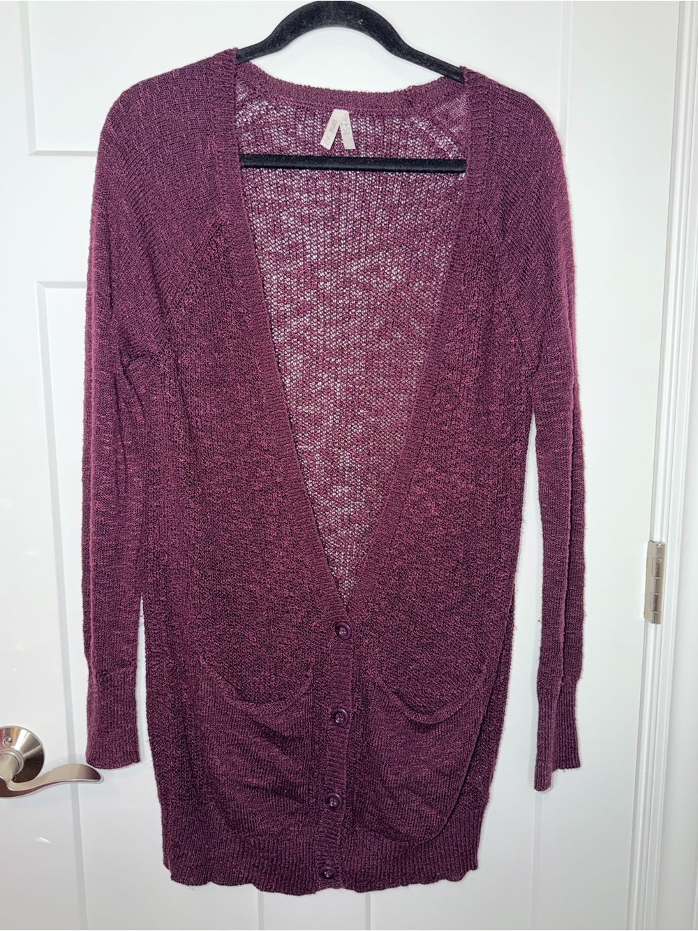 Mudd Dark Purple Open Knit Sweater Cardigan